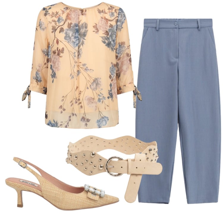Outfit donna - Total look #2419067. Stile Bon Ton per Ufficio. Abbinamento con décolleté, pantaloni, bluse, cinture.