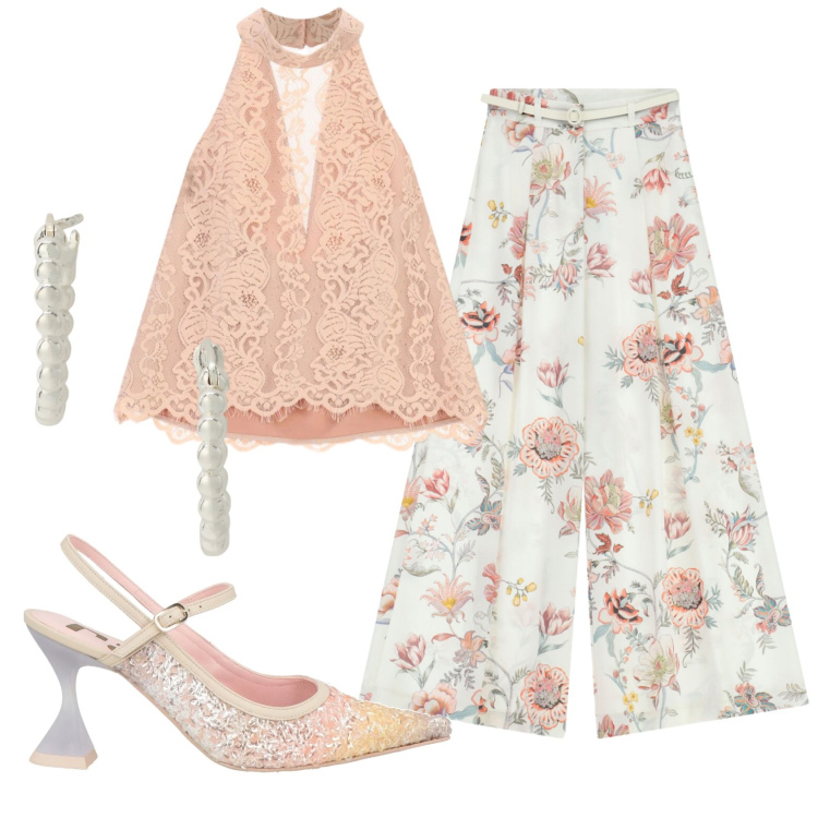 Outfit donna - Total look #2419071. Stile Chic per Cerimonia. Abbinamento con décolleté, pantaloni a palazzo, canottiere, orecchini.