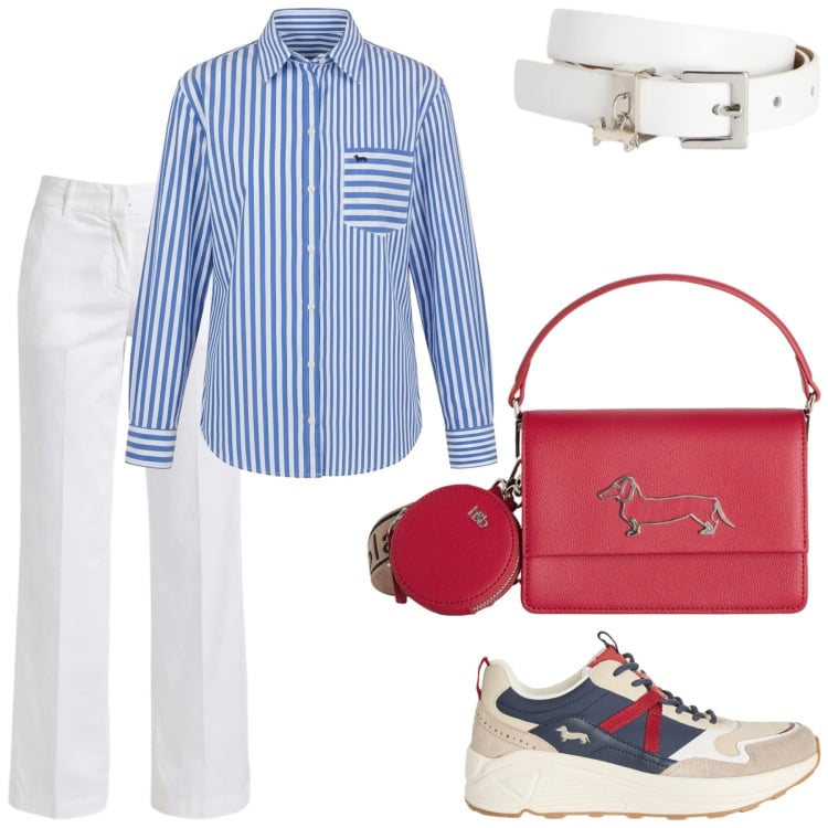 Outfit donna - Leggerezza e stile. Stile Casual chic per Tutti i giorni. Abbinamento con sneakers, cinture, borse a tracolla, pantaloni, camicie.