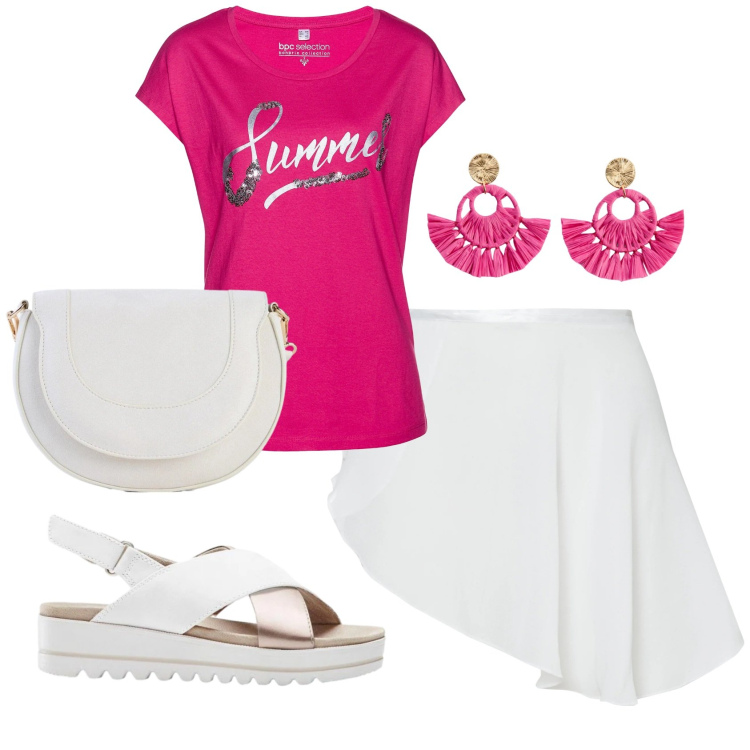 Outfit donna - Total look #2419119. Stile Basic per Tutti i giorni. Abbinamento con maglieria, sandali, orecchini, borse a tracolla, minigonne.