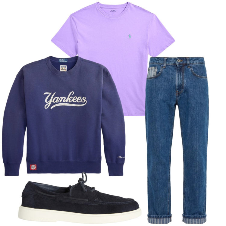 Outfit uomo - Total look #2419142. Stile Casual per Tutti i giorni. Abbinamento con scarpe stringate, jeans, t-shirt, felpe.
