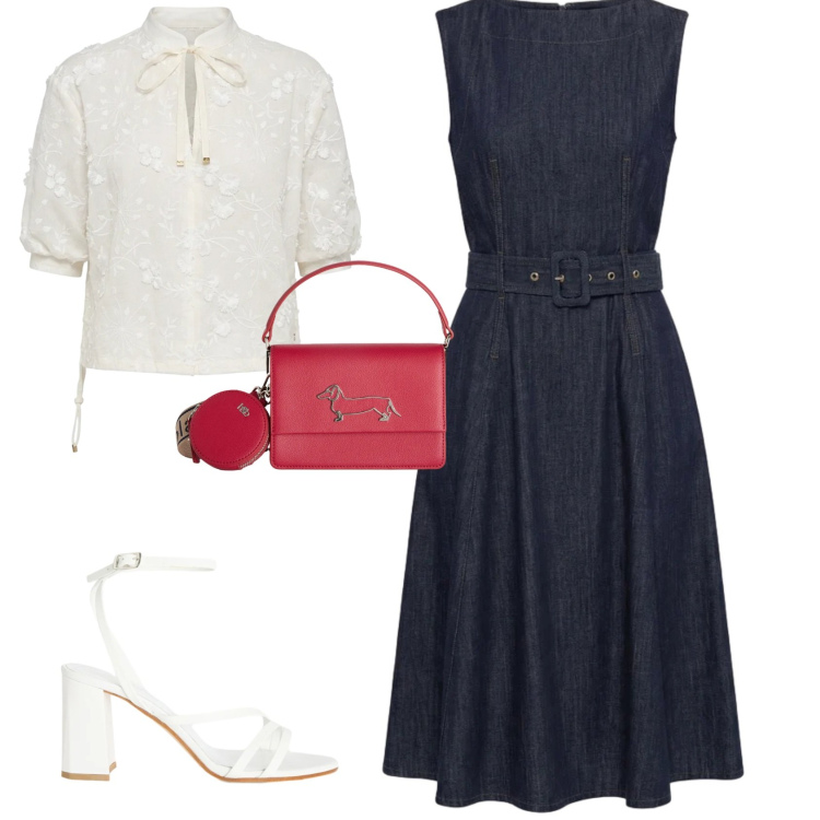 Outfit donna - Casual chic ogni giorno. Stile Casual chic per Tutti i giorni. Abbinamento con vestiti, bluse, sandali in pelle, borse a tracolla.