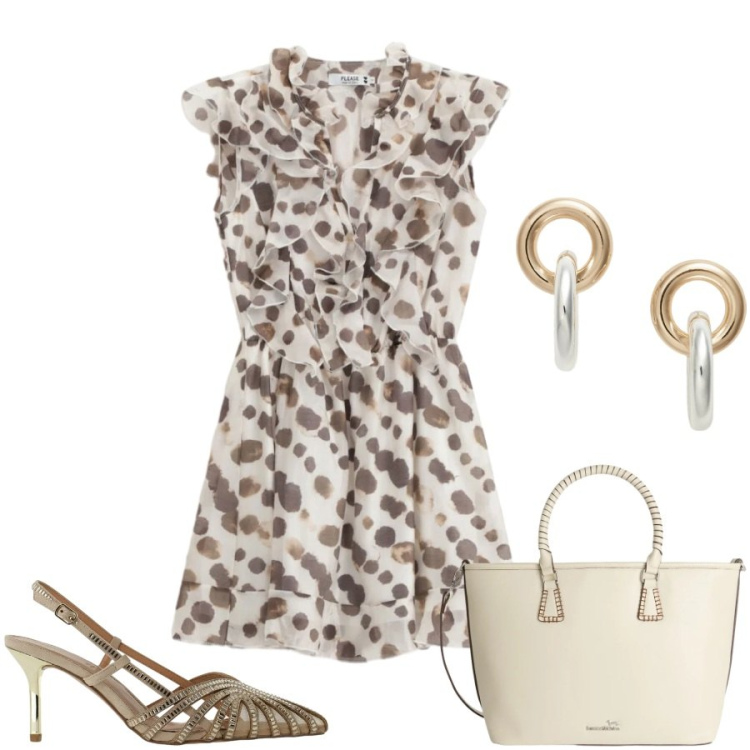Outfit donna - Total look #2419261. Stile Casual chic per Tutti i giorni. Abbinamento con shopping bag, vestiti lunghi, orecchini, décolleté.