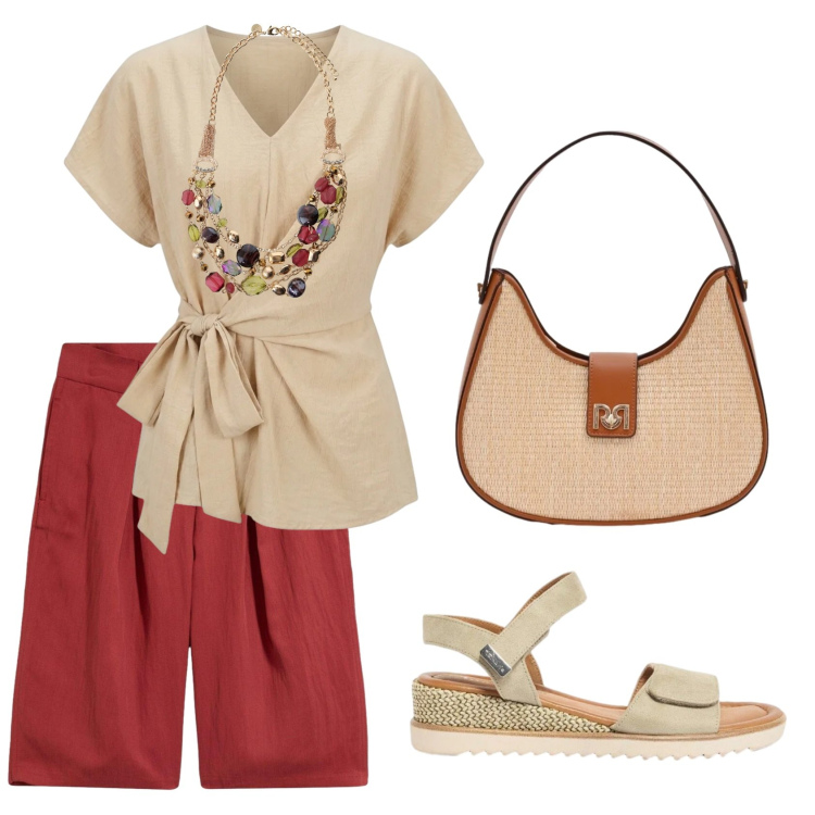 Outfit donna - Total look #2419318. Stile Sporty chic per Tutti i giorni. Abbinamento con bermuda, sandali, borse a spalla, collane, t-shirt.