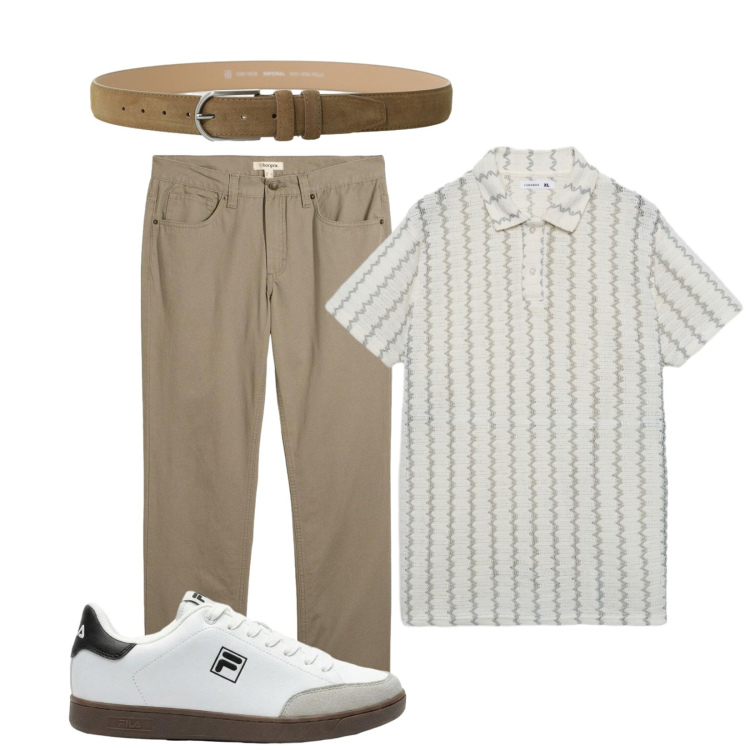 Outfit uomo - Total look #2419419. Stile Trendy per Tutti i giorni. Abbinamento con pantaloni, sneakers, polo, cinture.