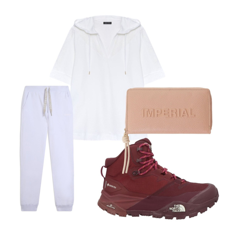 Outfit donna - Camminata e poi gelato. Stile Basic per Tutti i giorni. Abbinamento con stivaletti, portafogli, pantaloni, felpe con cappuccio.