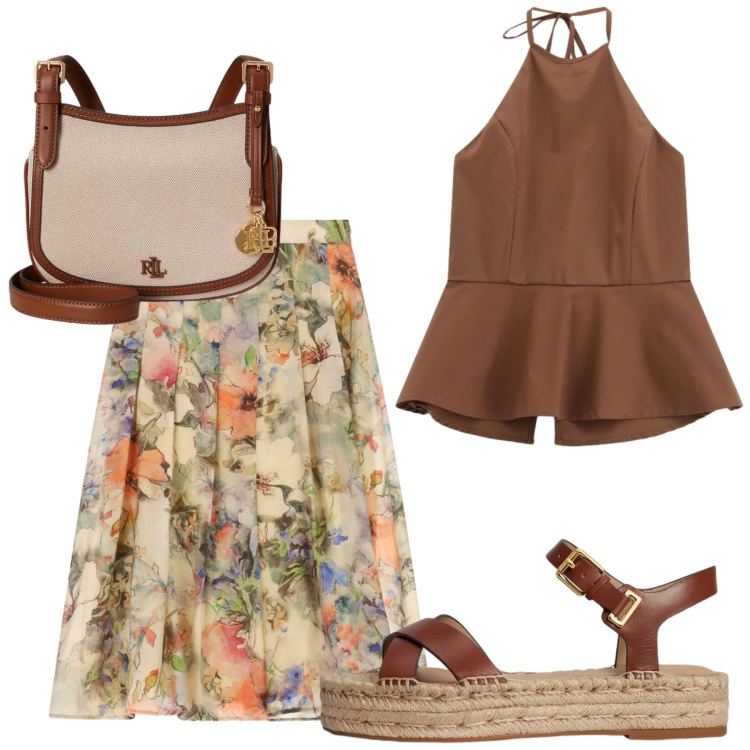 Outfit donna - Total look #2419587. Stile Etnico per Tutti i giorni. Abbinamento con espadrillas, borse a tracolla, gonne longuette, top.
