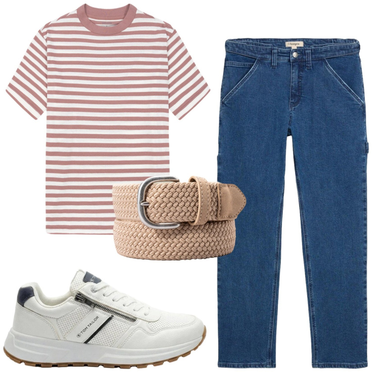 Outfit uomo - Total look #2419599. Stile Casual per Tutti i giorni. Abbinamento con jeans dritti, sneakers, cinture, t-shirt.