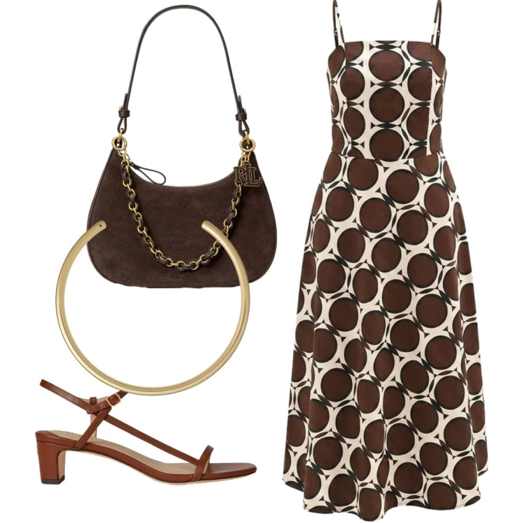 Outfit donna - Eleganza da protagonista. Stile Chic per Tutti i giorni. Abbinamento con vestiti lunghi, sandali in pelle, borse a spalla, collane.