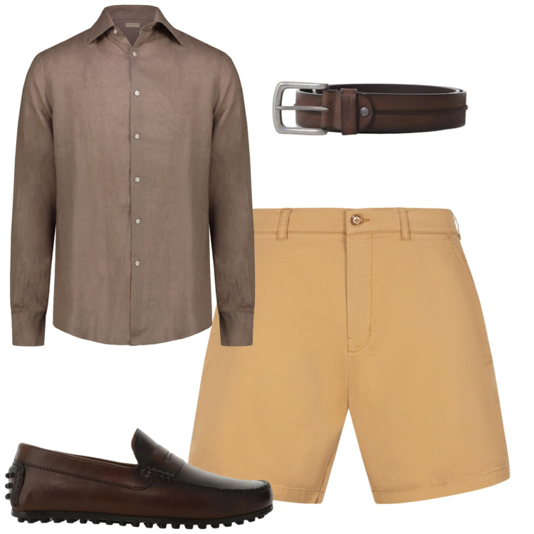 Outfit uomo - Doppelganger. Stile Casual per Tutti i giorni. Abbinamento con bermuda, camicie, scarpe stringate, cinture.