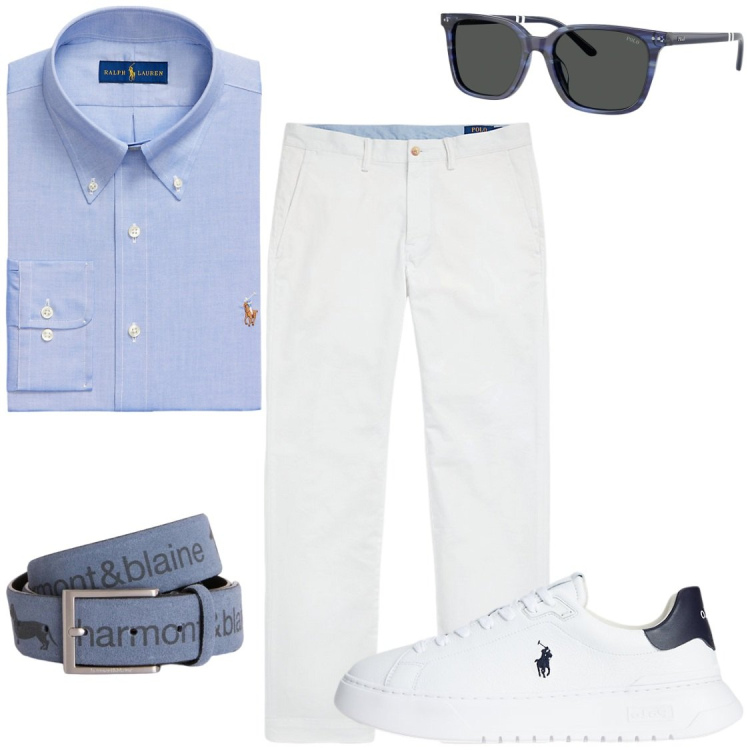 Outfit uomo - Serate in camicia. Stile Trendy per Serata speciale. Abbinamento con cinture, camicie, pantaloni, sneakers, occhiali da sole.