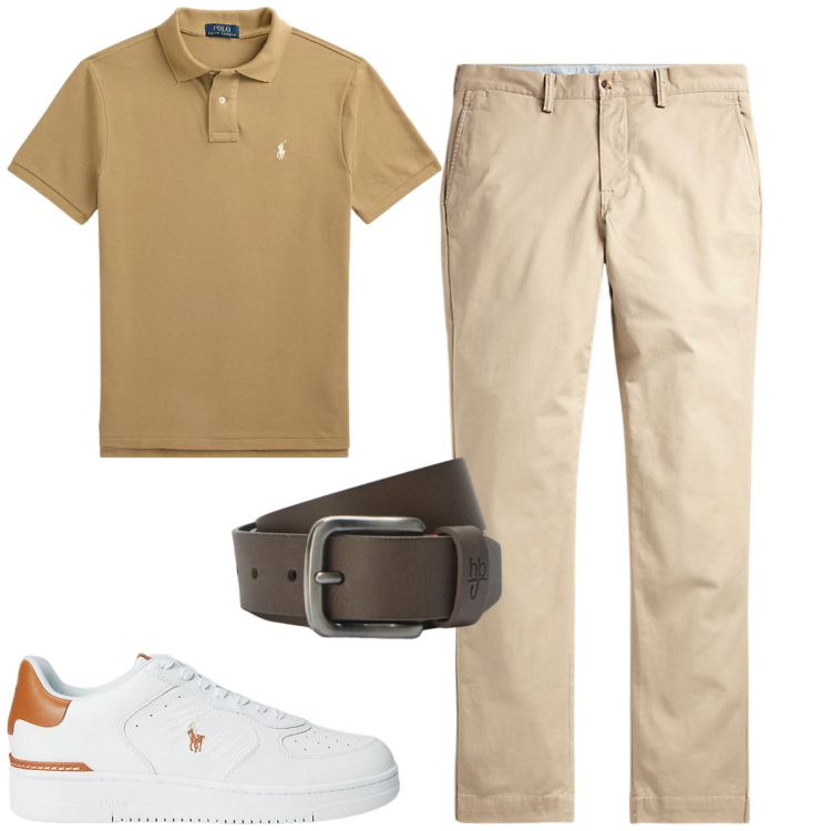 Outfit uomo - Total look #2419822. Stile Urban per Tutti i giorni. Abbinamento con cinture, polo, sneakers, pantaloni.