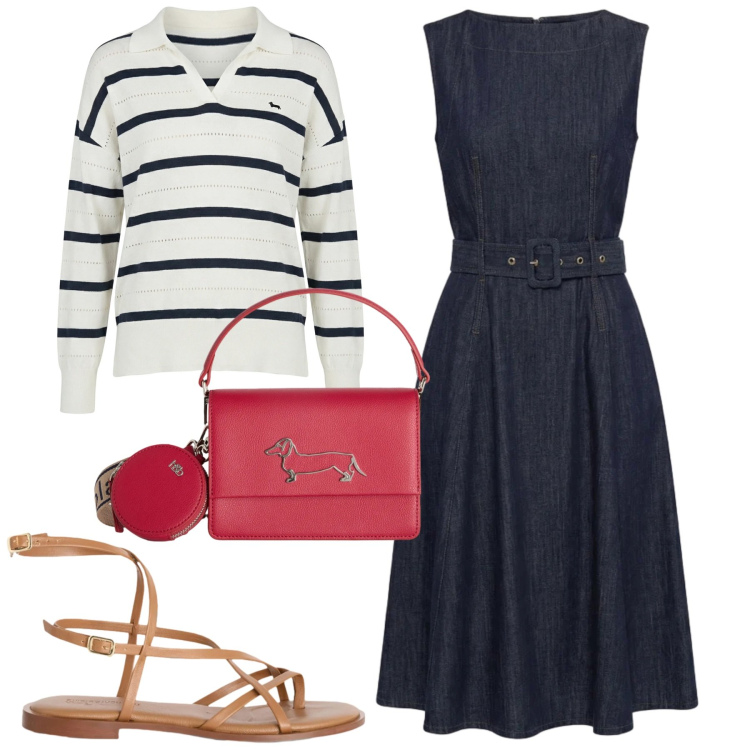 Outfit donna - Total look #2419880. Stile Casual chic per Tutti i giorni. Abbinamento con vestiti, maglieria, sandali in pelle, borse a tracolla.