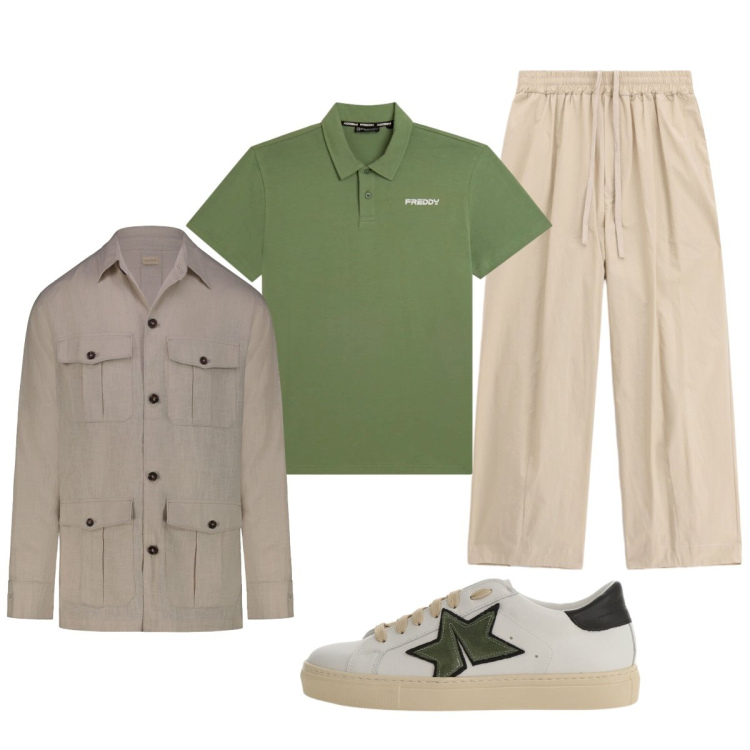 Outfit uomo - In città. Stile Casual per Ufficio. Abbinamento con sneakers, pantaloni, polo, cappotti.