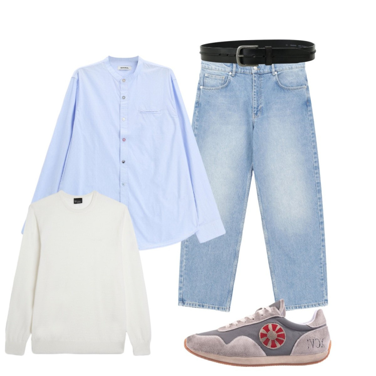 Outfit uomo - Da mattina a sera. Stile Trendy per Tutti i giorni. Abbinamento con maglieria, sneakers, jeans, cinture, camicie.