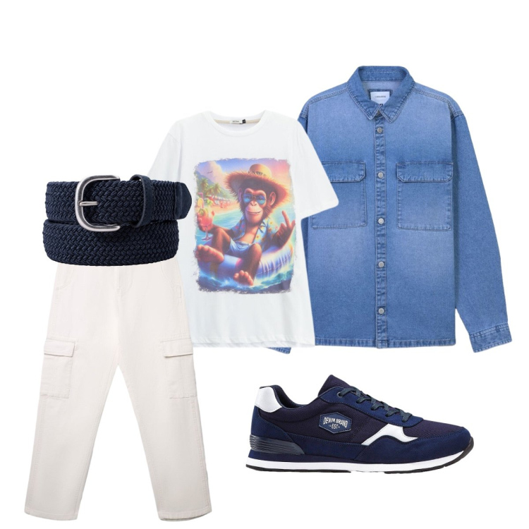 Outfit uomo - Total look #2419918. Stile Casual per Tutti i giorni. Abbinamento con sneakers, pantaloni cargo, cappotti, t-shirt, cinture.