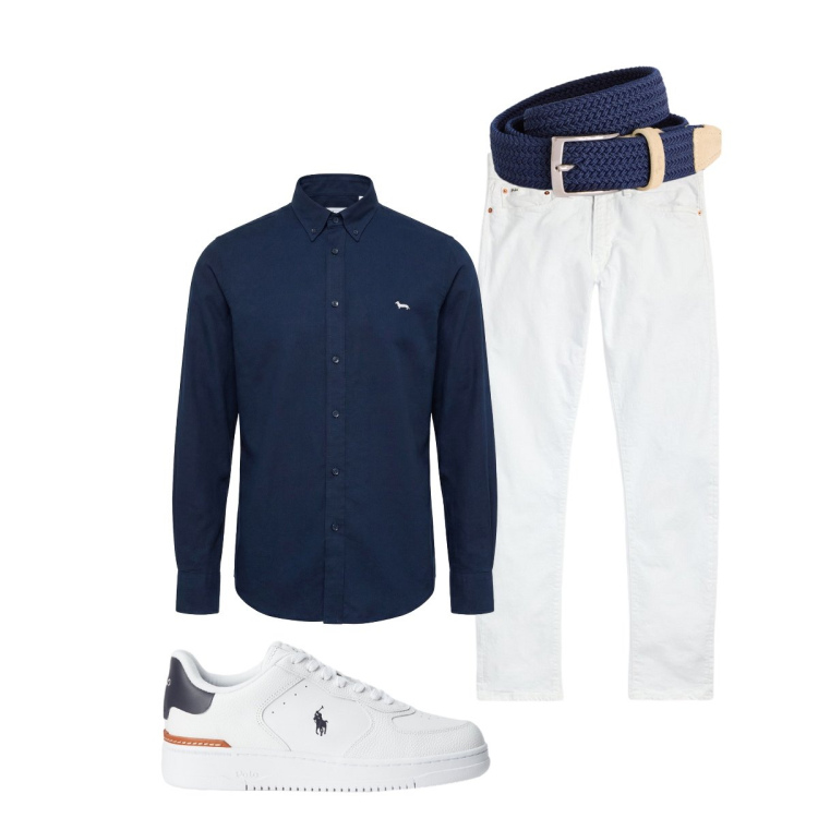 Outfit uomo - Serata speciale. Stile Trendy per Serata speciale. Abbinamento con camicie, cinture, sneakers, jeans.