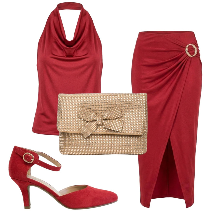 Outfit donna - Total look #2419957. Stile Chic per Cerimonia. Abbinamento con décolleté, gonne longuette, clutch, top.
