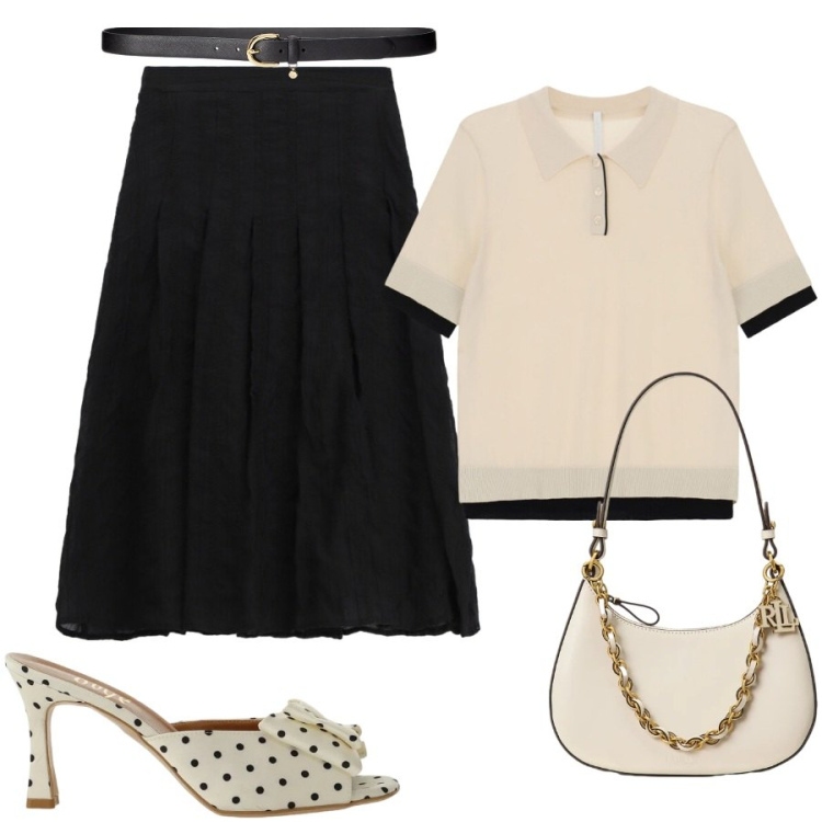 Outfit donna - Il dettaglio che fa la differenza. Stile Bon Ton per Ufficio. Abbinamento con polo, cinture, borse a spalla, sandali col tacco, gonne longuette.
