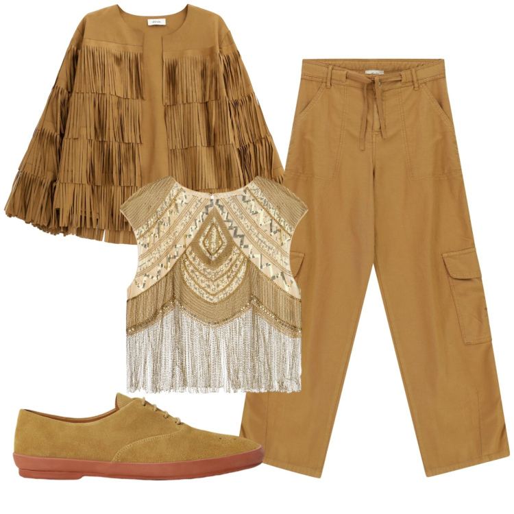 Outfit donna - Total look #2419999. Stile Trendy per Serata fuori. Abbinamento con sneakers, giacche, top, pantaloni cargo.