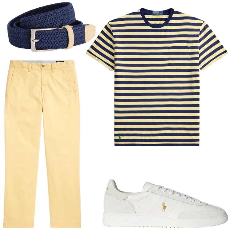 Outfit uomo - Non i soliti look. Stile Casual per Serata speciale. Abbinamento con cinture, pantaloni, sneakers, t-shirt.