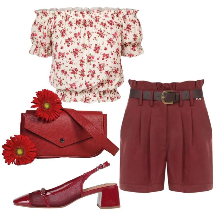 Outfit donna - Total look #2420058. Stile Basic per Tutti i giorni. Abbinamento con décolleté, pantaloni corti, borse a tracolla, top.