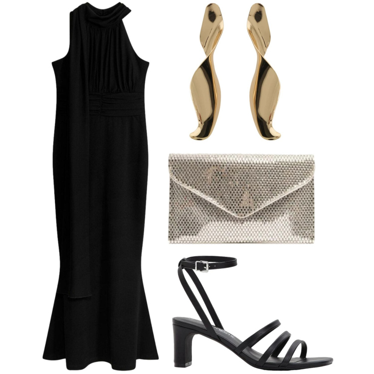 Outfit donna - Total look #2420071. Stile Glamour per Serata fuori. Abbinamento con sandali col tacco, vestiti, orecchini, clutch.