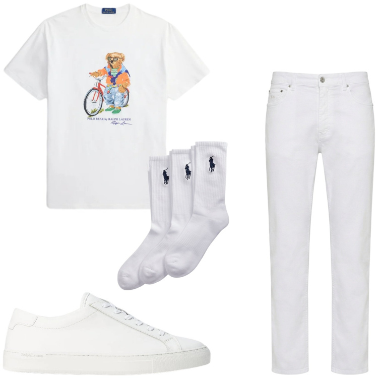 Outfit uomo - Total look #2420114. Stile Casual per Tutti i giorni. Abbinamento con pantaloni, sneakers, t-shirt, calzini.