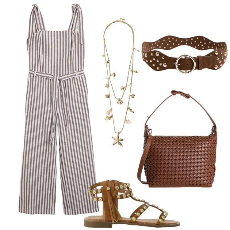 Outfit donna - Total look #2420117. Stile Basic per Tutti i giorni. Abbinamento con tute, borse a spalla, sandali, collane, cinture.