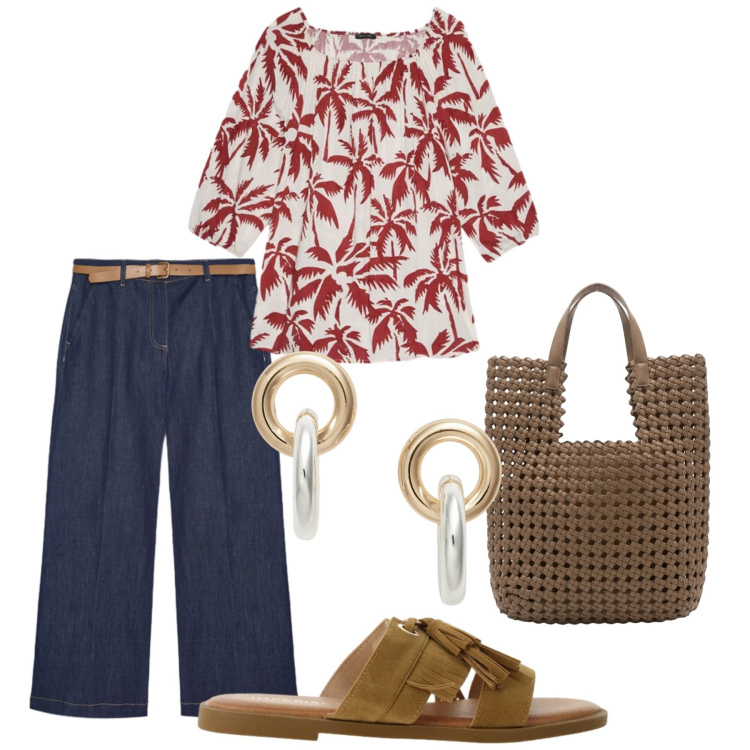 Outfit donna - Total look #2420145. Stile Basic per Tutti i giorni. Abbinamento con sandali, jeans, bluse, orecchini, borse tote.