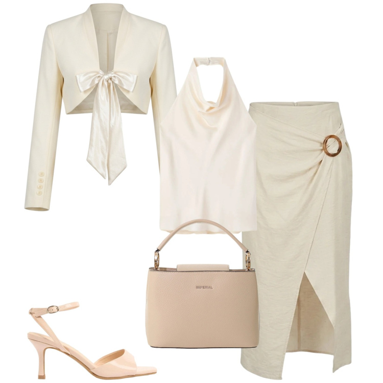 Outfit donna - Total look #2420160. Stile Chic per Cerimonia. Abbinamento con sandali col tacco, canottiere, borse a secchiello, top, gonne longuette.