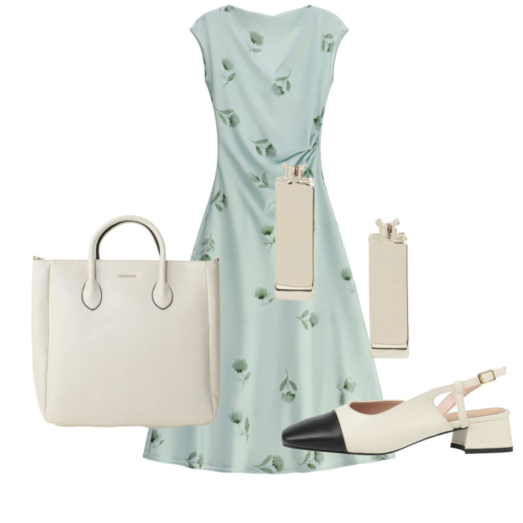 Outfit donna - Total look #2420179. Stile Bon Ton per Cerimonia. Abbinamento con décolleté, vestiti midi/longuette, borse a tracolla, orecchini.