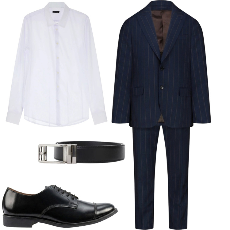 Outfit uomo - Cerimonia. Stile Business/Elegante per Cerimonia. Abbinamento con camicie, cinture, scarpe stringate, abiti.