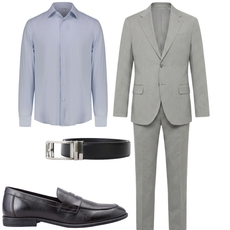 Outfit uomo - Doppelganger. Stile Business/Elegante per Ufficio. Abbinamento con cinture, scarpe stringate, abiti, camicie.
