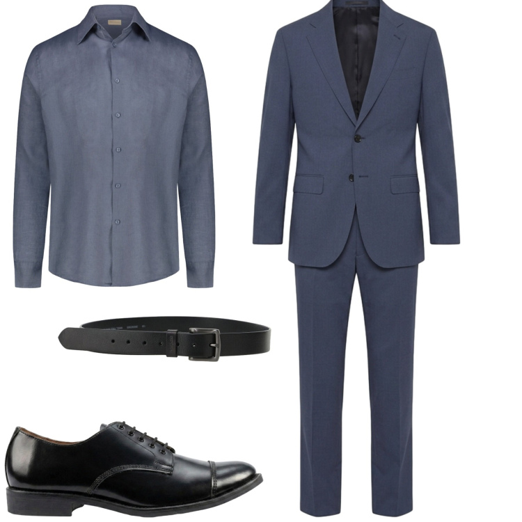 Outfit uomo - City. Stile Business/Elegante per Tutti i giorni. Abbinamento con cinture, abiti, scarpe stringate, camicie.