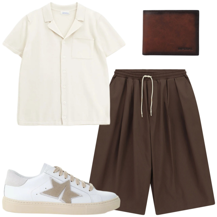 Outfit uomo - Total look #2420261. Stile Casual per Tutti i giorni. Abbinamento con camicie a manica corta, portafogli, sneakers, pantaloni.