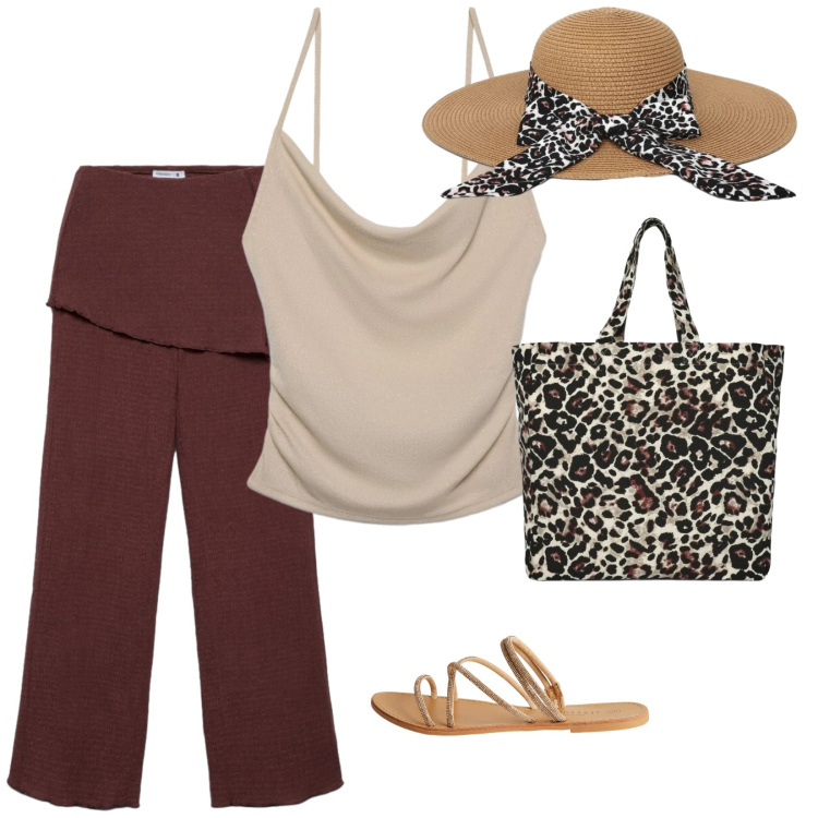 Outfit donna - Terranova. per Tutti i giorni. Abbinamento con pantaloni, canottiere, shopping bag, cappelli, sandali.