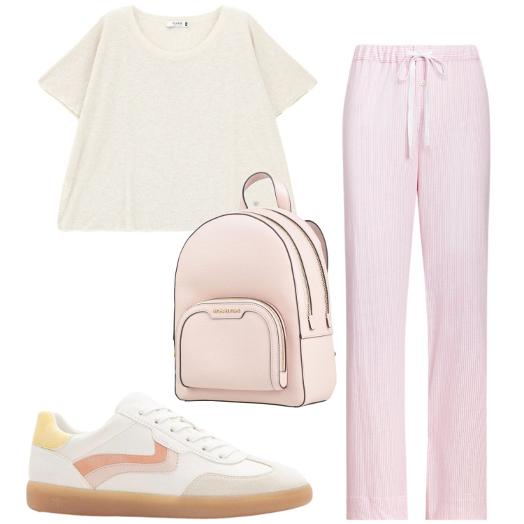 Outfit donna - Total look #2420461. Stile Sporty chic per Sport. Abbinamento con zaini, sneakers, top, pantaloni.