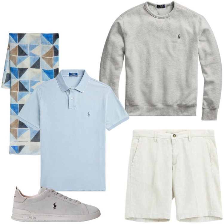 Outfit uomo - Urban street. Stile Urban per Tutti i giorni. Abbinamento con sciarpe, felpe, polo, sneakers, bermuda.