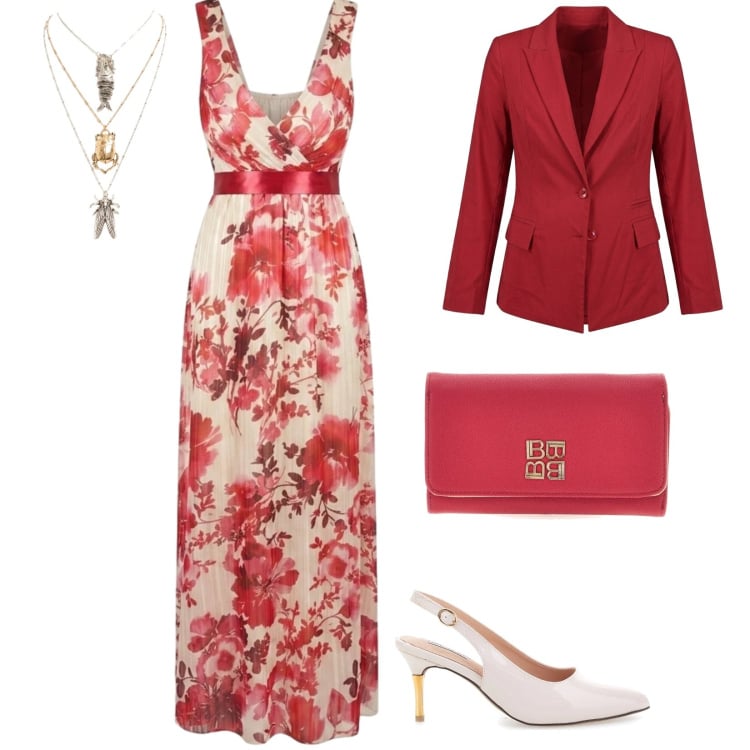 Outfit donna - Summer confidence. per Cerimonia. Abbinamento con vestiti lunghi, ciondoli, blazer, portafogli, décolleté.