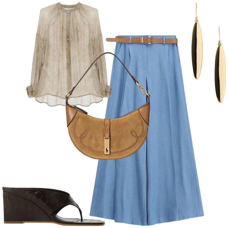 Outfit donna - I jeans per la sera. Stile Casual chic per Serata fuori. Abbinamento con jeans, camicie, borse a spalla, orecchini, sandali.