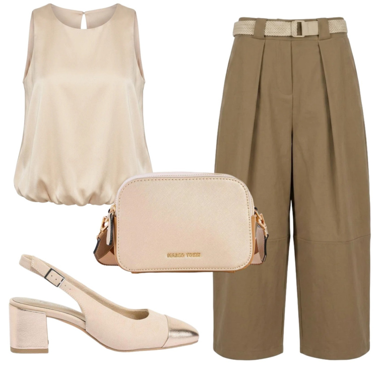 Outfit donna - Total look #2420662. Stile Bon Ton per Ufficio. Abbinamento con borse a tracolla, décolleté, pantaloni, top.