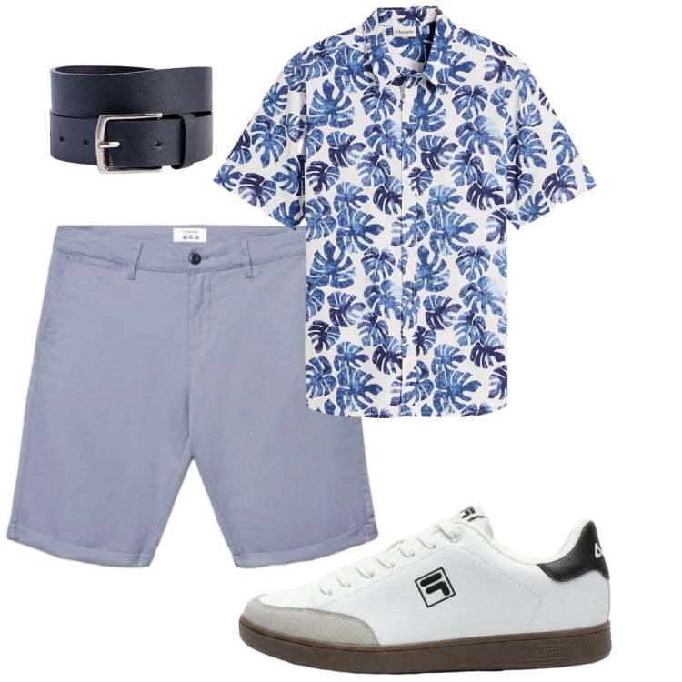 Outfit uomo - Total look #2420670. Stile Urban per Tutti i giorni. Abbinamento con camicie a manica corta, sneakers, shorts, cinture.