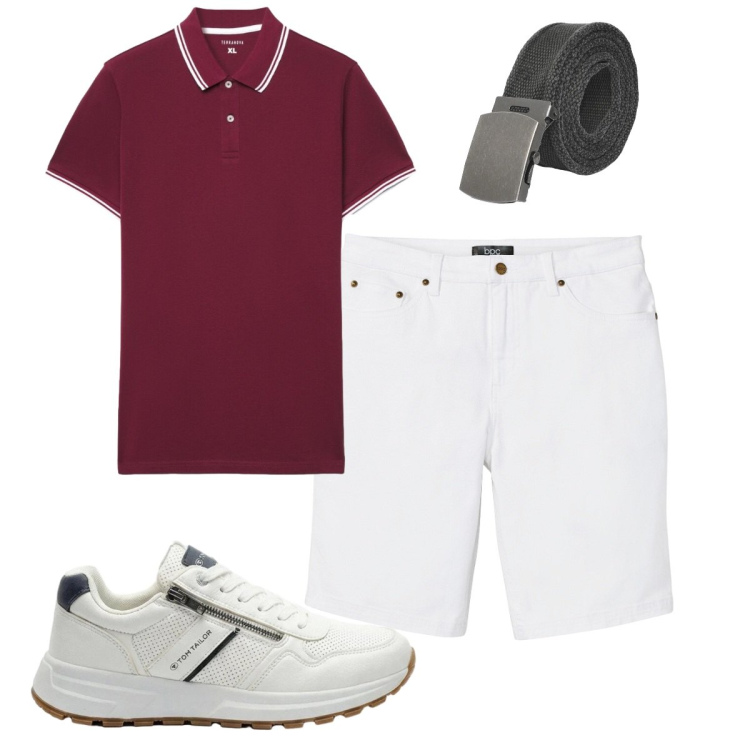 Outfit uomo - Total look #2420671. Stile Casual per Tutti i giorni. Abbinamento con bermuda, sneakers, polo, cinture.