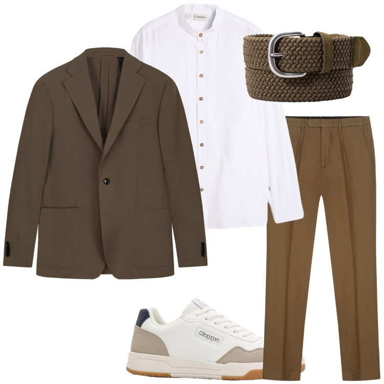 Outfit uomo - Cena fuori. Stile Business/Elegante per Serata speciale. Abbinamento con camicie, sneakers, giacche, pantaloni, cinture.