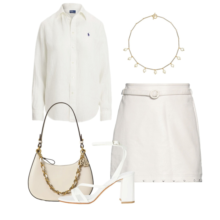 Outfit donna - Total white di giugno. Stile Bon Ton per Tutti i giorni. Abbinamento con minigonne, sandali in pelle, camicie, borse a spalla, collane.