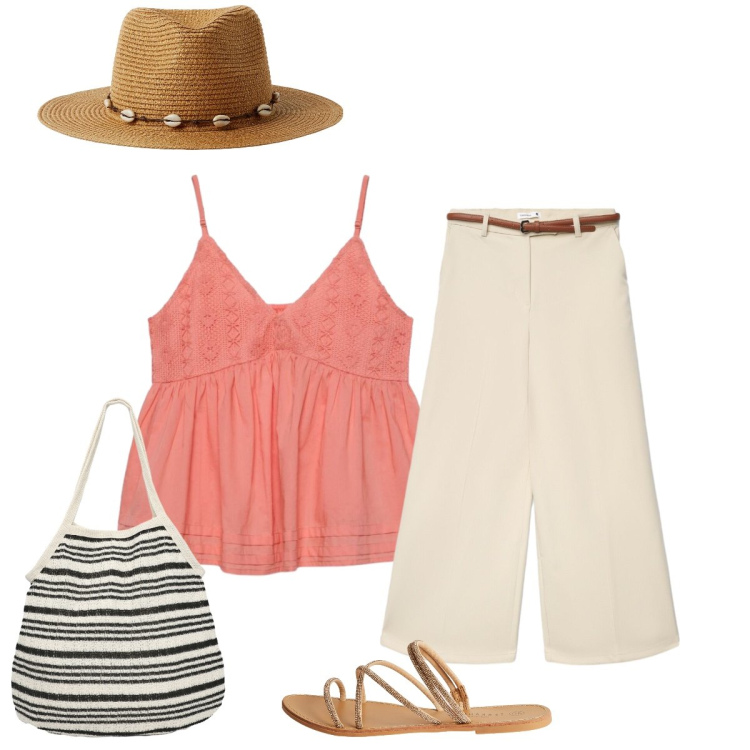 Outfit donna - Grintosa…. Stile Glamour per Tutti i giorni. Abbinamento con pantaloni, sandali, cappelli, shopping bag, canottiere.
