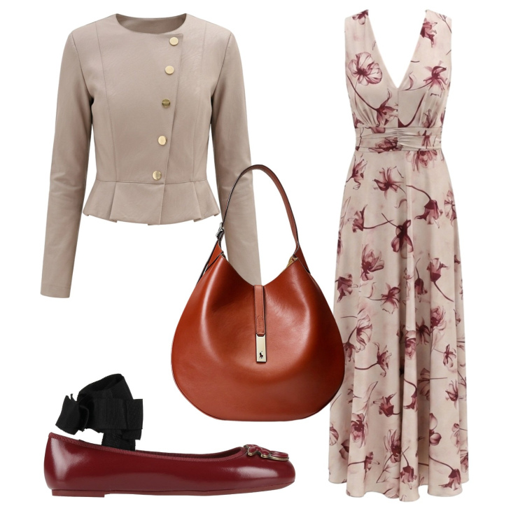 Outfit donna - Total look #2420911. Stile Bon Ton per Serata fuori. Abbinamento con ballerine, giacche, vestiti lunghi, borse a spalla.