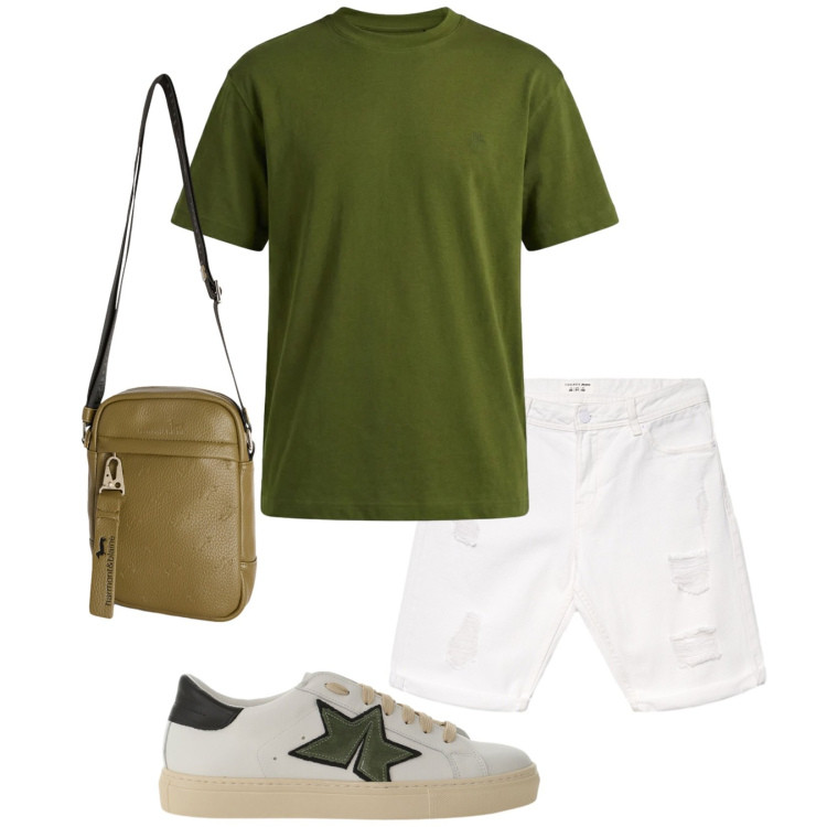 Outfit uomo - Total look #2420913. Stile Casual per Tutti i giorni. Abbinamento con t-shirt, borse sportive, bermuda, sneakers.