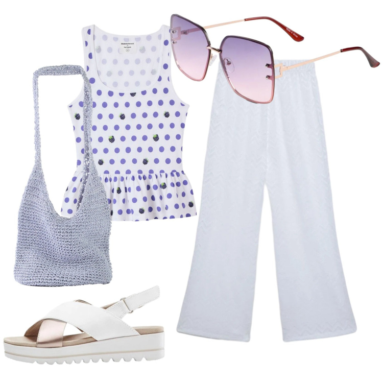 Outfit donna - Total look #2420939. Stile Basic per Tutti i giorni. Abbinamento con shopping bag, sandali, occhiali da sole, canottiere, pantaloni.